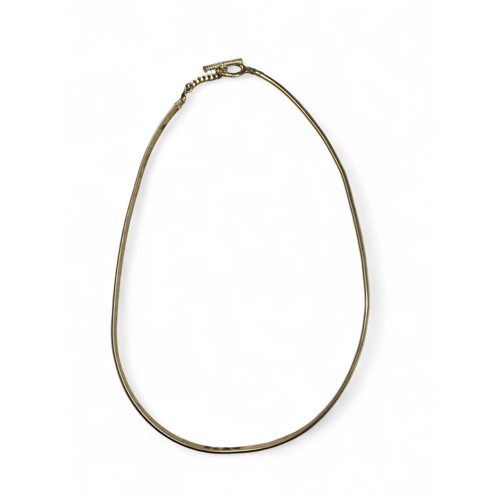 Huge Gold Tone 38" Omega Chain Necklace Toggle Closure Statement Art Deco